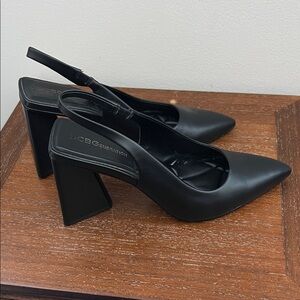BCBGeneration Black Pointed Slingback Heels